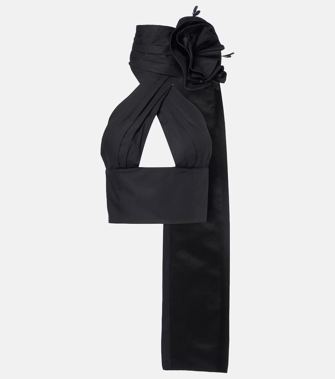 Floral-appliqué halterneck cotton poplin top | Mytheresa (US/CA)