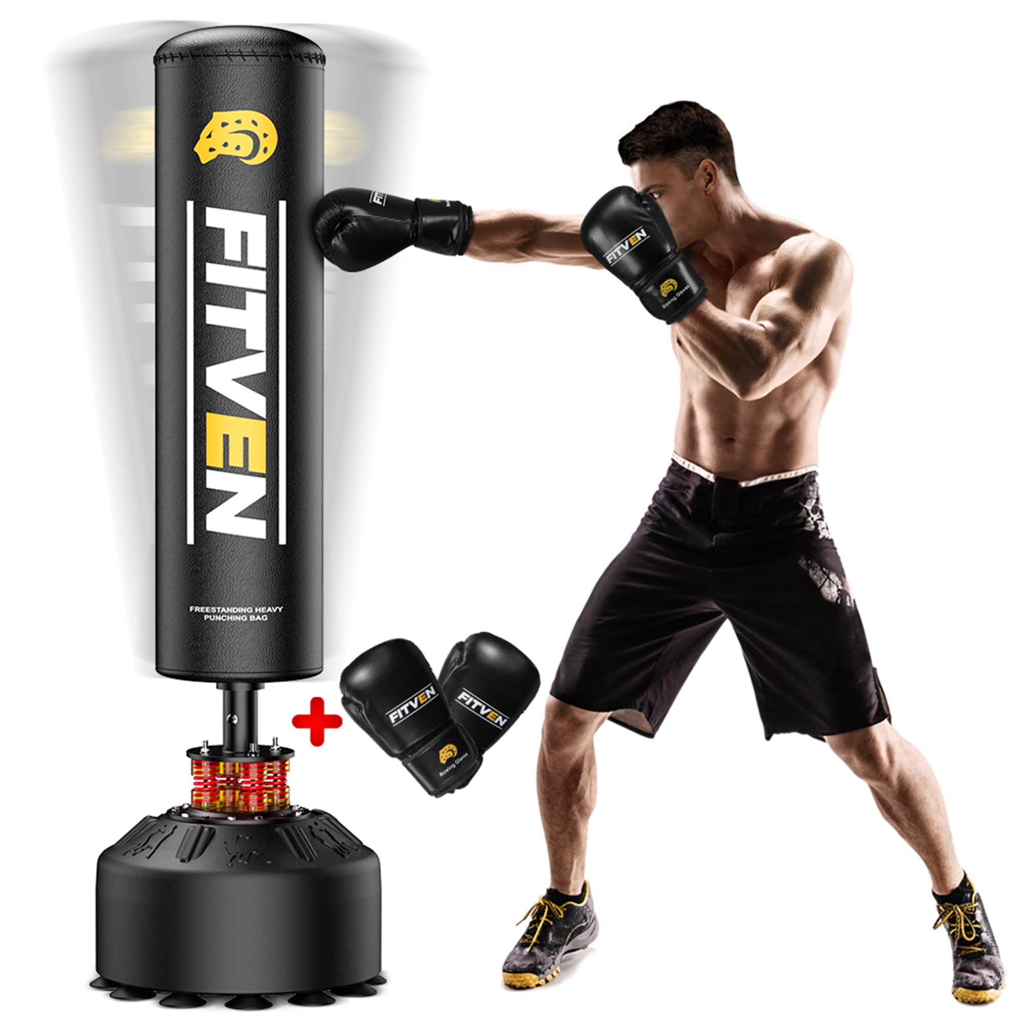 FITVEN 70'' Freestanding Punching Bag with Boxing Gloves, Heavy Boxing Bag with Suction Cup Base,... | Amazon (US)