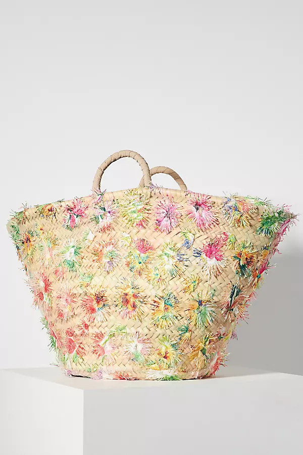 Caterina Bertini Floral Raffia Tote By Caterina Bertini in Assorted | Anthropologie (US)