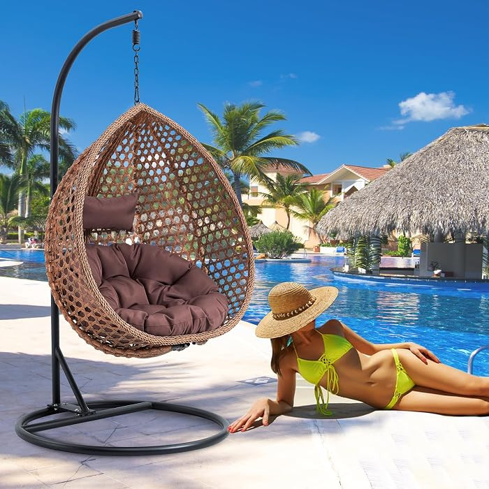 JUFU Egg Swing Chair with Stand,Hanging Egg Chair with Cushions and Pillow,Heavy Duty Lounge Bask... | Amazon (US)