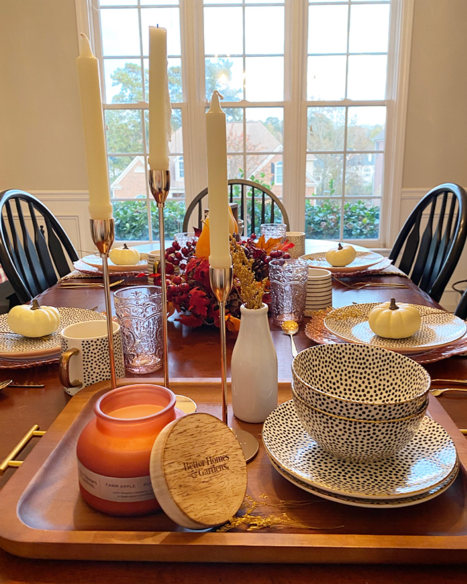Fall Dining Room. 🍁🍂 Get gorgeous pieces perfect for entertaining. Love our spotted dinnerware & fall candles! 

#falldecor #falldecorations #diningtable #pumpkin #homedecor #home #fall #walmart #dinnerware #whitepumpkins #candleholder #walmartfinds #betterhomes #betterhomesandgardens #betterhomes&gardens #tableandthyme #table&thyme #pioneerwoman #autumn #harvest  #thymeandtable #thyme&table

#LTKstyletip #LTKhome #LTKfamily #LTKunder100 #LTKwedding #LTKU #LTKunder50 #LTKsalealert #LTKHalloween #LTKSeasonal