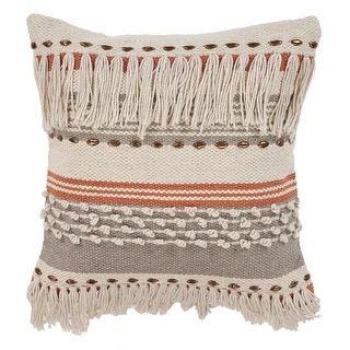 LR Home Boho Fringed 18-Inch Cotton Decorative Pillow - On Sale - Overstock - 21836831 | Bed Bath & Beyond