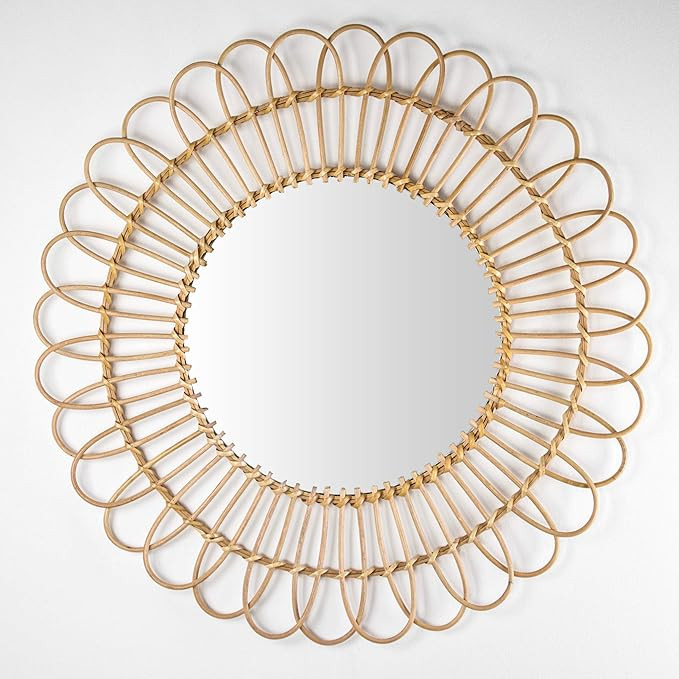 American Art Decor Woven Rattan Sunburst Accent Wall Mirror 25” (Brown) | Amazon (US)