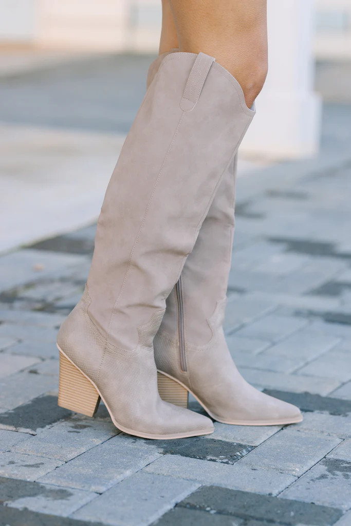 Now Is The Time Taupe Brown Western Boots | The Mint Julep Boutique