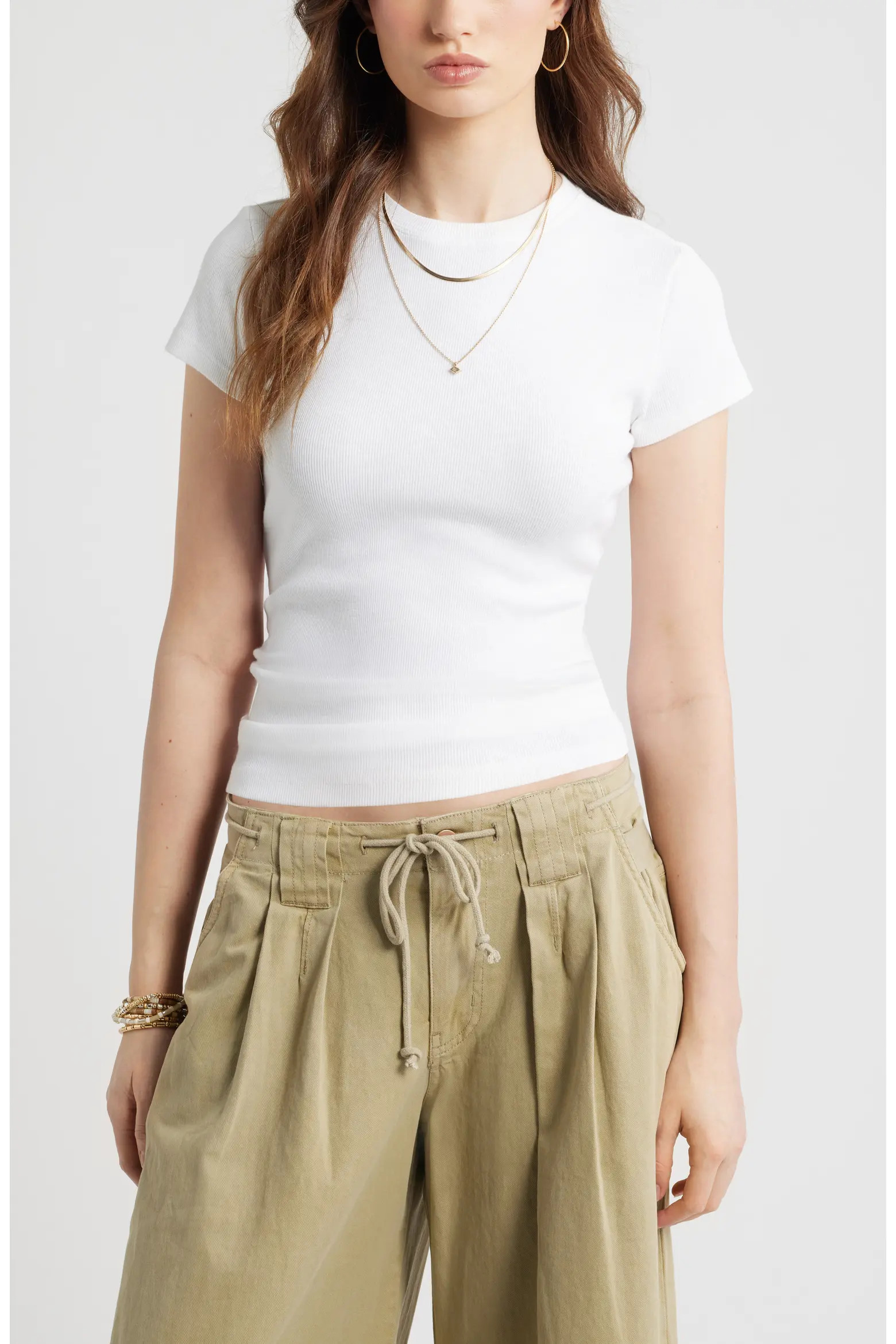 Treasure & Bond Tuckable Rib Baby Tee (Women) | Nordstrom | Nordstrom