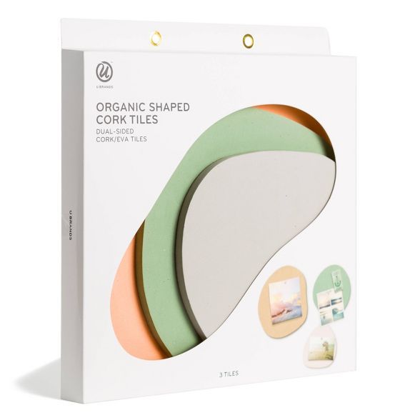 U-Brands 3pk Organic Shaped Double-Sided Cork Tiles | Target