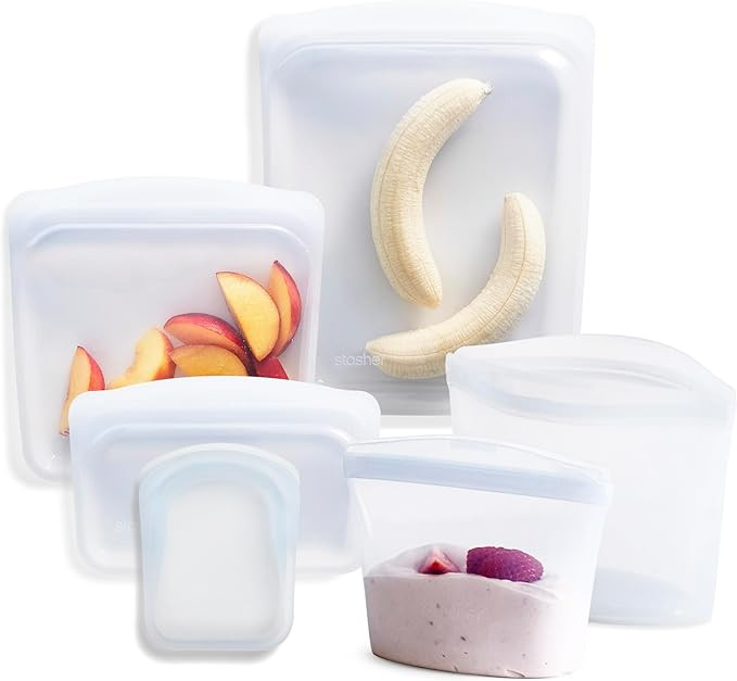 Stasher Silicone Reusable Storage Bags, 6-Pack, Reusable Freezer Bags, Microwave, Dishwasher, Ove... | Amazon (US)