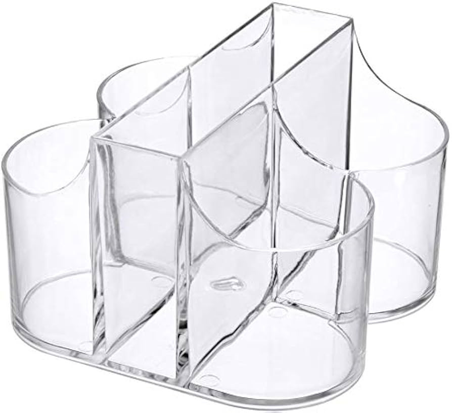 Home Collection 5 Compartment Classic Acrylic Napkin Holder with Cutlery Organizer Caddy Bin, For... | Amazon (US)