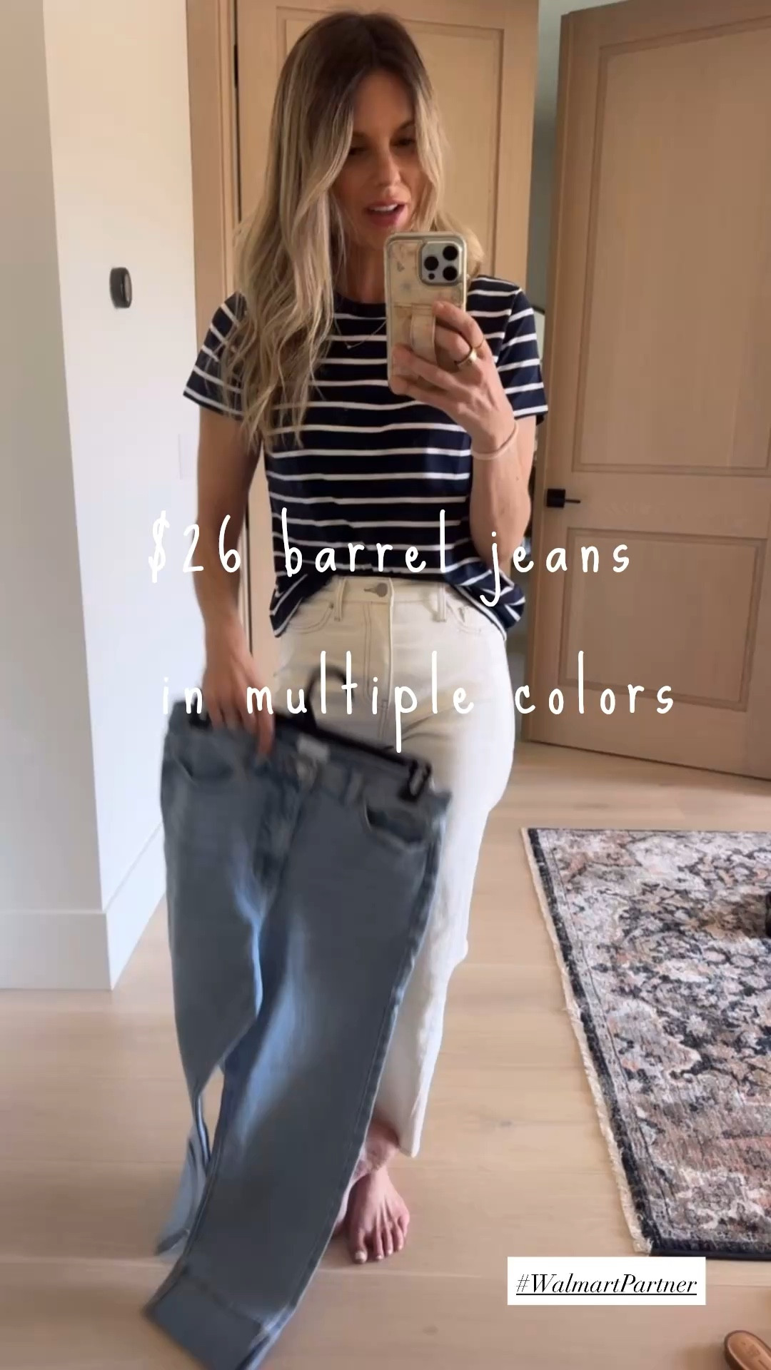 I love the book of white denim, but I don’t love getting pure white cause I feel like the tiniest little bit of dirt on the chair when you sit down and ruin them. That’s why I love these ones that are white! And the barrel cut is perfect! They look high-end and designer and come in multiple colors! I’m wearing a size 2, which is my normal size in Walmart denim. I’m normally a size 4 and other brands. 

￼Also linking a few other items I got from Walmart recently that I am in love with! 

@walmartstyle @walmart #WalmartPartner #WalmartStyle 