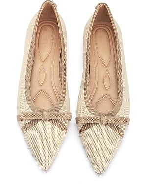 Flats for Women Pointed Toe Knit Foldable Ballet Women's Fat Shoes Dressy Comfortable Slip On Wom... | Amazon (US)