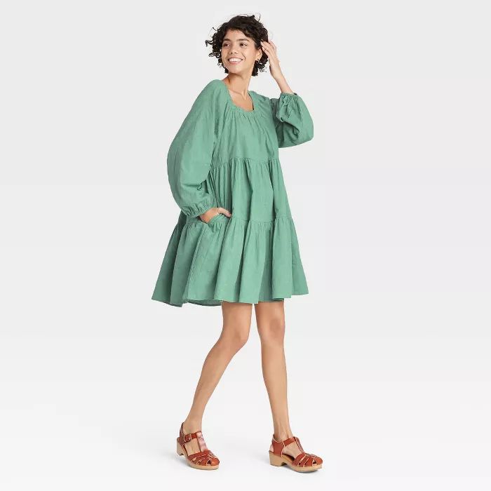 Women's Puff Long Sleeve Tiered Dress - Universal Thread™ | Target