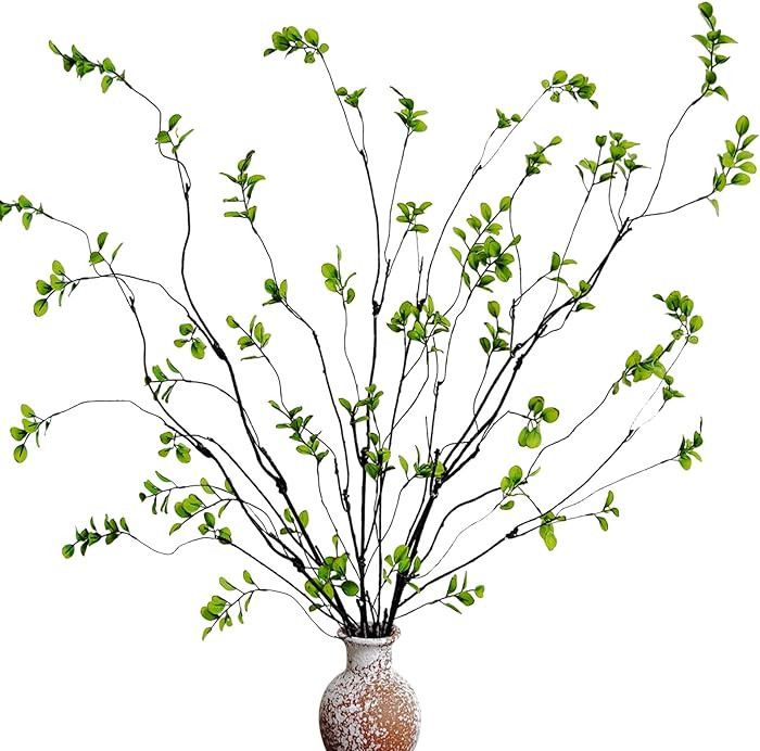 6 Pcs Artificial Ficus Branches Faux Eucalyptus Stems, 47.2 Inch Fake Greenery Stems Artificial P... | Amazon (US)