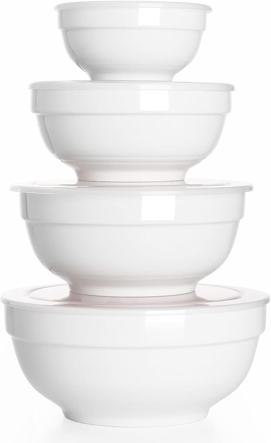 DOWAN Ceramic Bowl Set with Lids, Serving Bowls with Lids, Food Storage Container, Porcelain Prep Bowl, Small Mixing Bowls for Kitchen, Microwave & Dishwasher Safe, 64/42/22/12 Ounces, Set of 4 | Amazon (US)