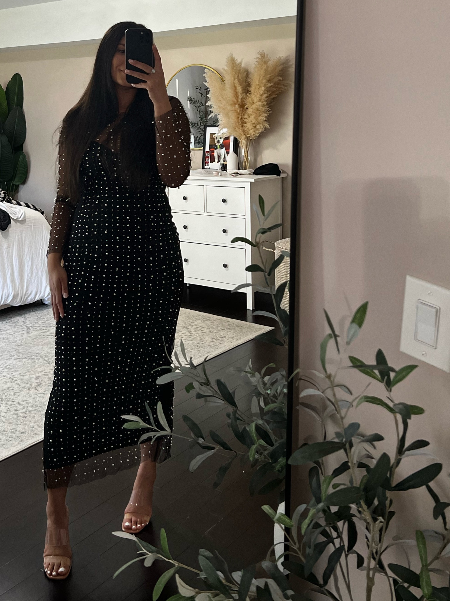 Perfect dress for a date night! Black Dress, Clear Heels, Dinner Date Outfit

#LTKstyletip #LTKfindsunder50