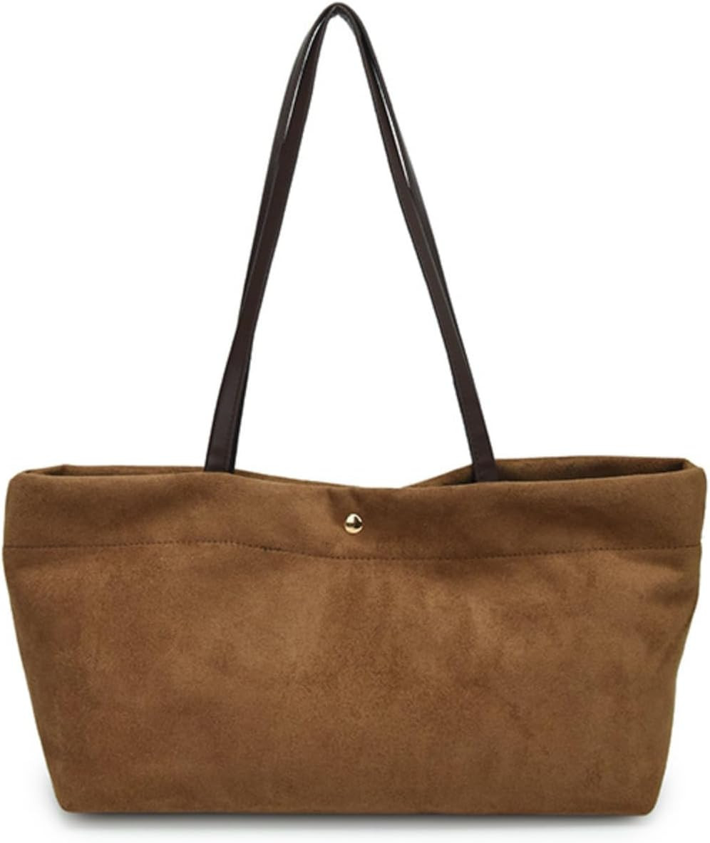 Faux Suede Tote Bag for Women, Korean Style Retro Hobo Shoulder Bag | Amazon (US)
