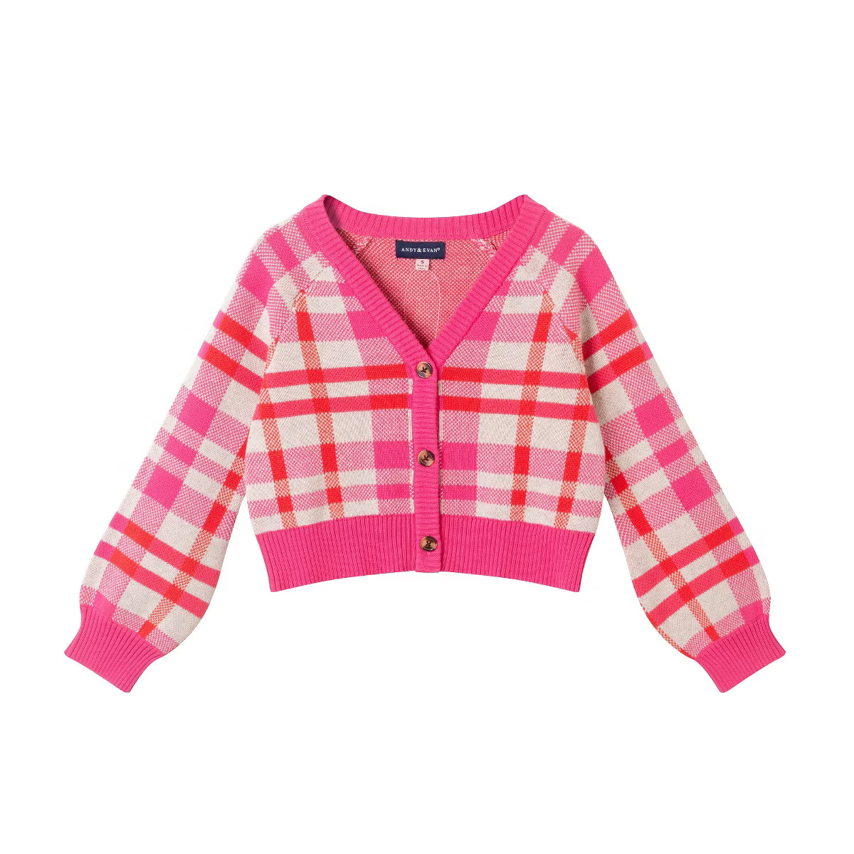 Andy & Evan Toddler  Plaid Cardigan Pink, Size 4T. | Target