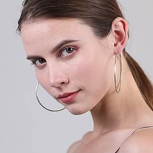 2mm Sterling Silver Big Hoop Earrings For Women Sterling Silver Hoop Earrings Large Silver Hoop E... | Amazon (US)