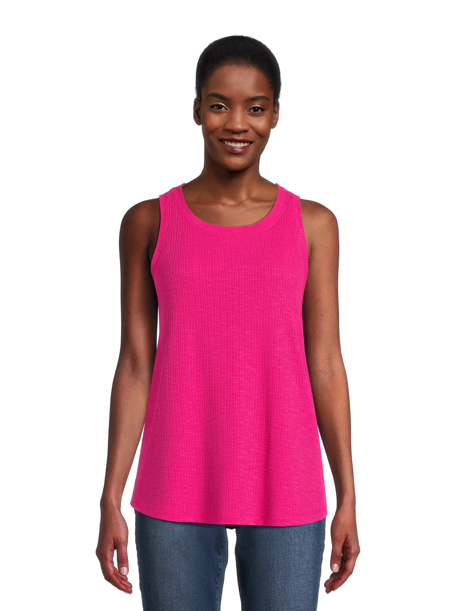 Time and Tru Women's Ribbed Swing Tank Top, Sizes S-XXXL | Walmart (US)