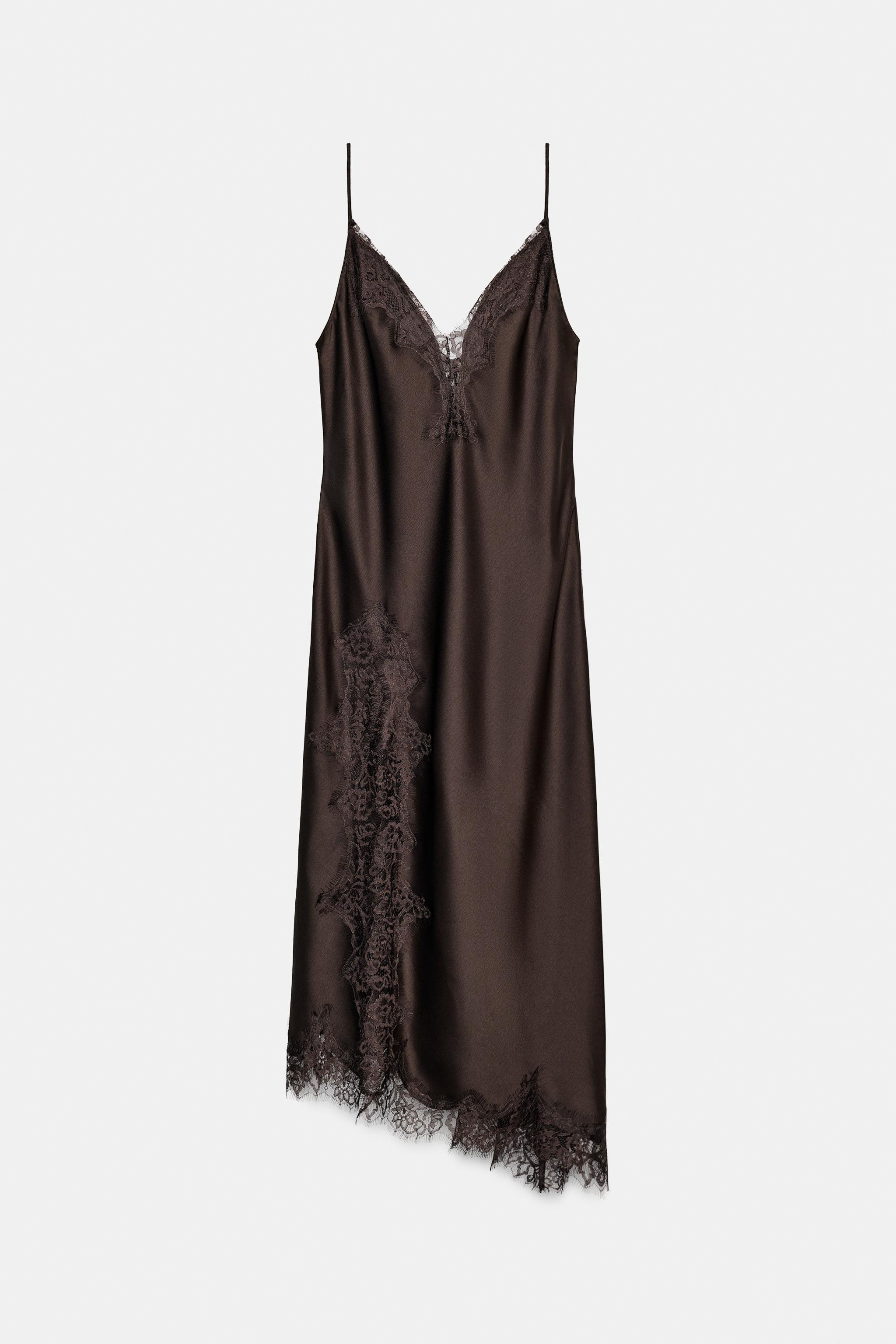 ZW COLLECTION SATIN LACE DRESS | Zara US