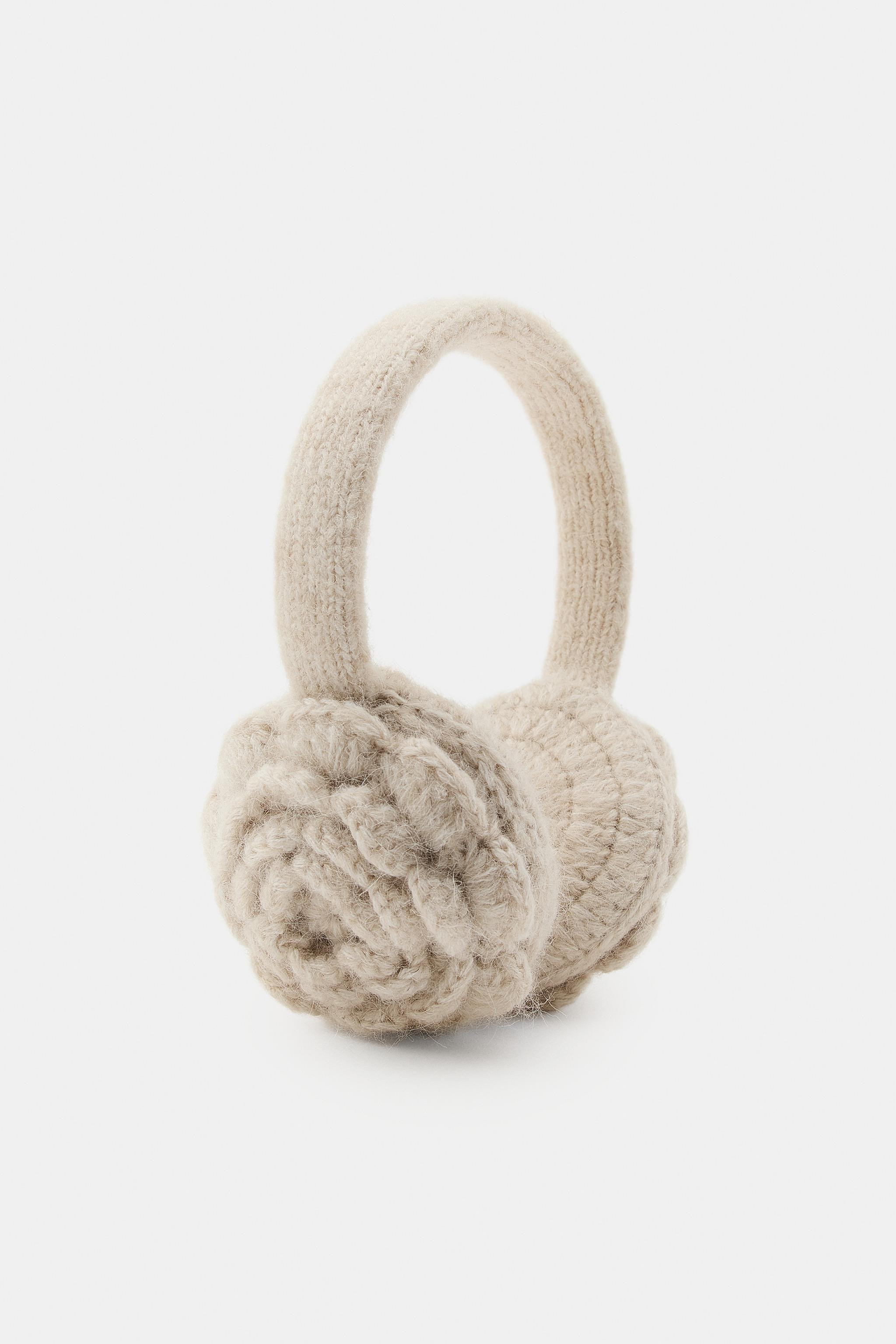 CROCHET KNIT FLORAL EARMUFFS | Zara US