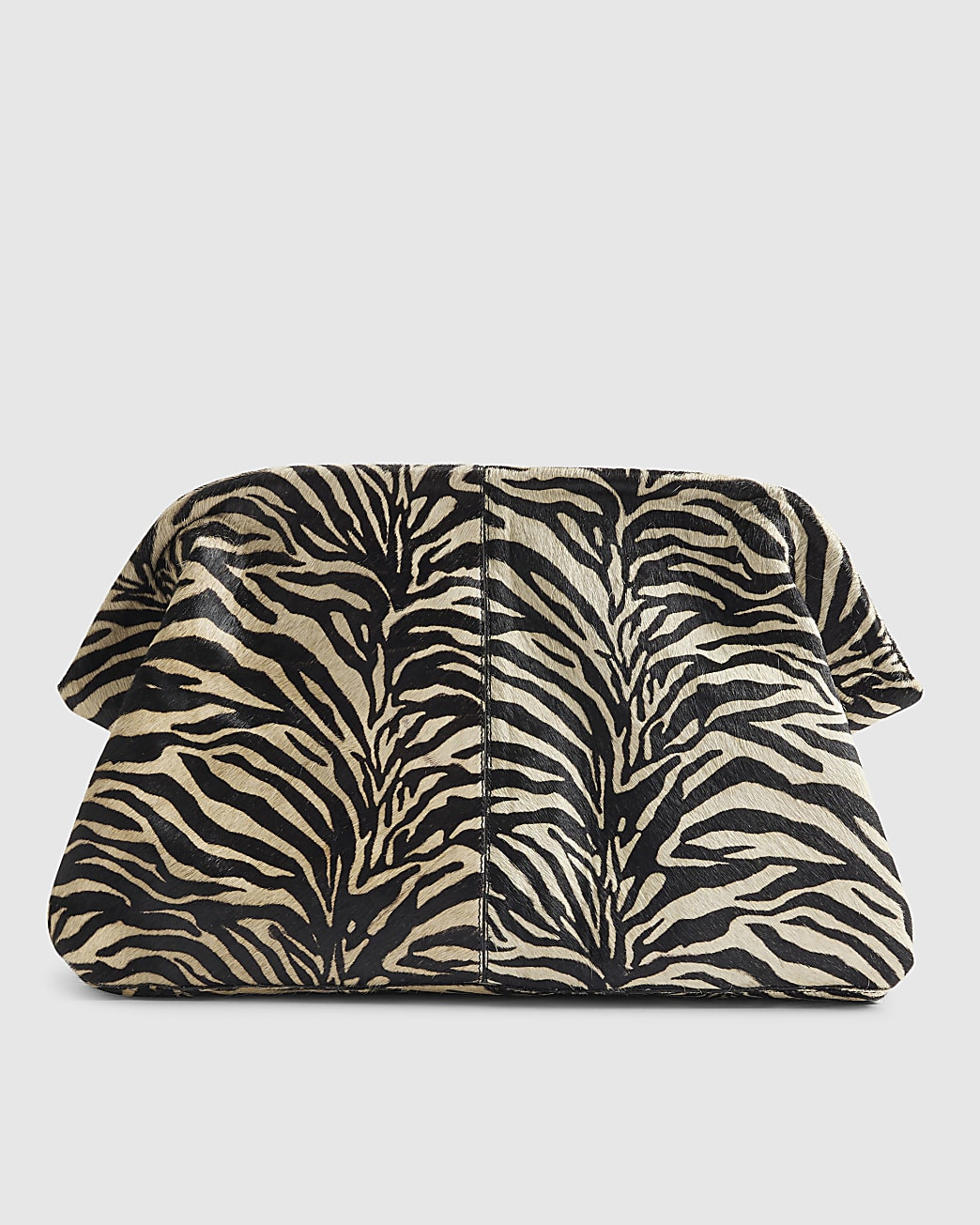 Black Pony Hair Leather Zebra Clutch Bag | River Island UK & IE