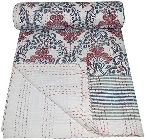 MAVISS HOMES Indian Multi Hand Block Printed Queen Kantha Quilt | Pure Cotton Vintage Kantha Thro... | Amazon (US)