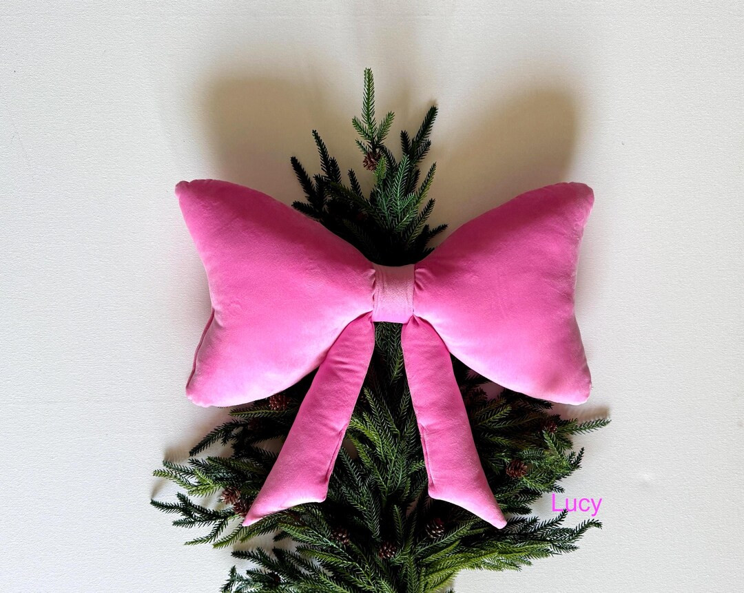 Large Pink Velvet Bow Christmas Tree Topper - Etsy | Etsy (US)