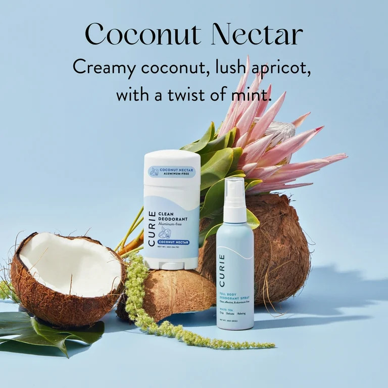 Curie Natural Deodorant Stick, Coconut Nectar, Aluminum-Free, for Men and Women, 2 oz | Walmart (US)