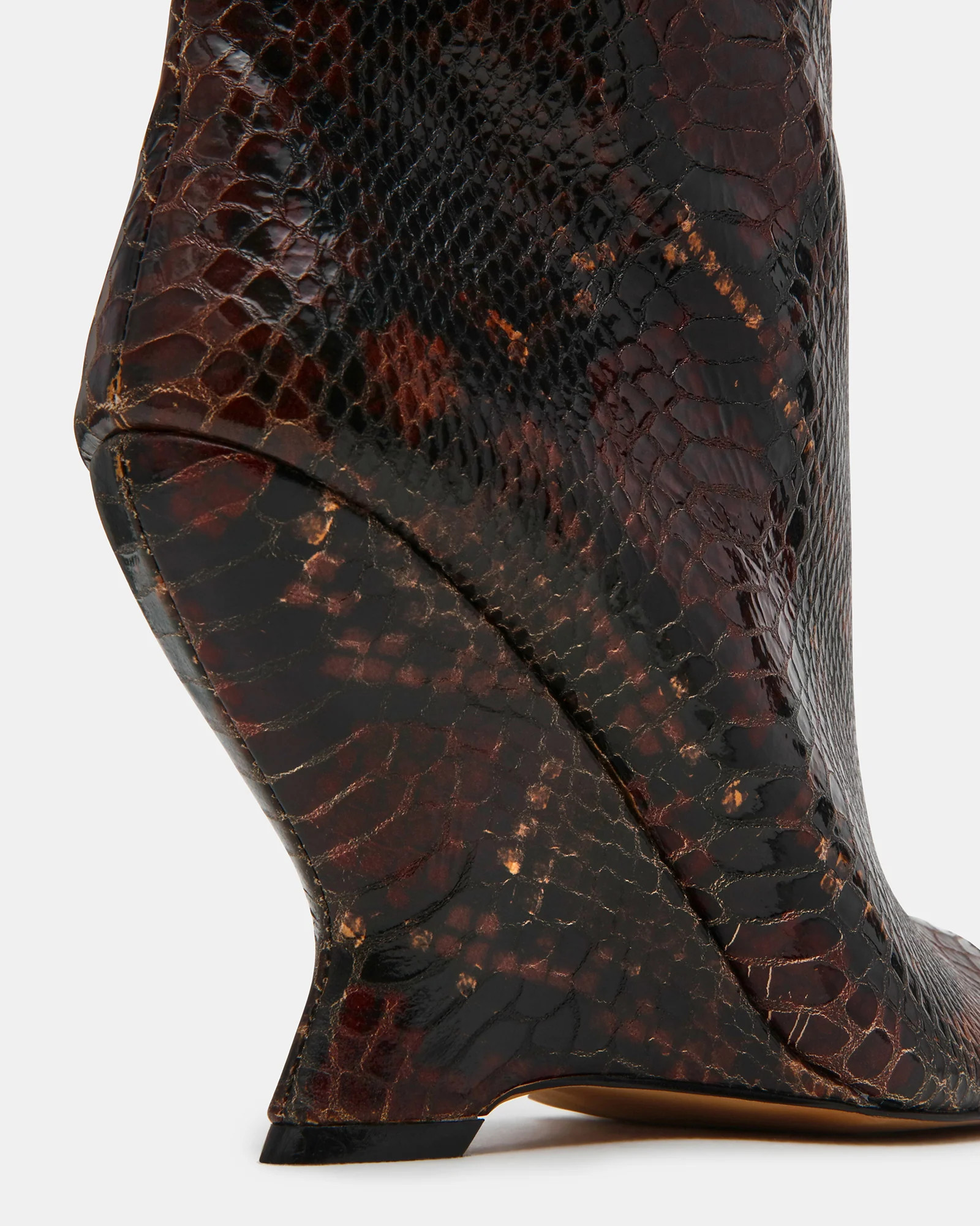 RYLIX Brown Snake Wedge Peep-Toe Women's Ankle Boot | Steve Madden (US)