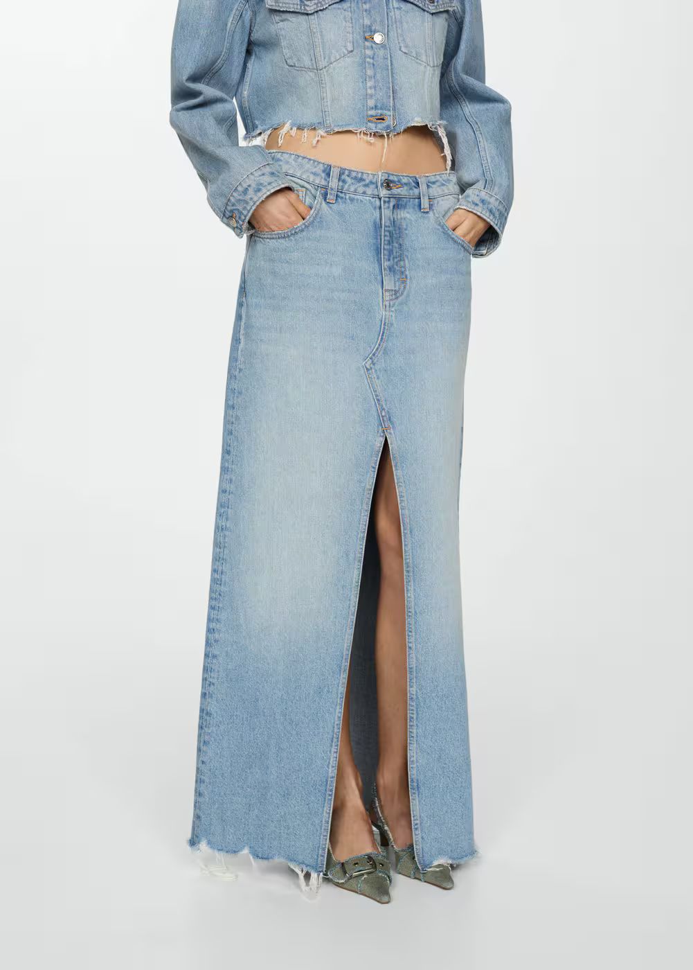 Denim skirt with frayed hem -  Women | Mango USA | MANGO (US)