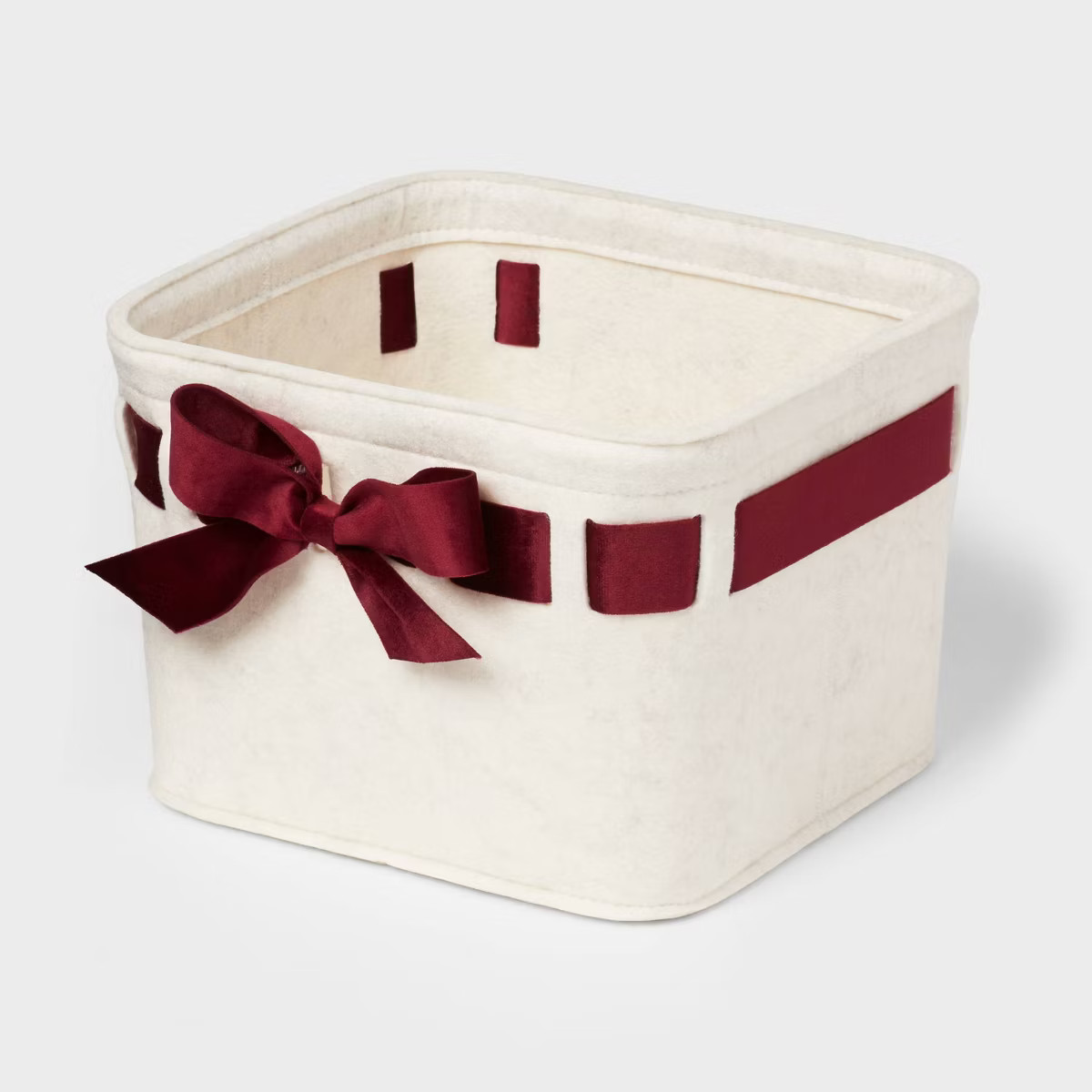 Felt Basket Ivory with Red Velvet Ribbon - Threshold™ | Target