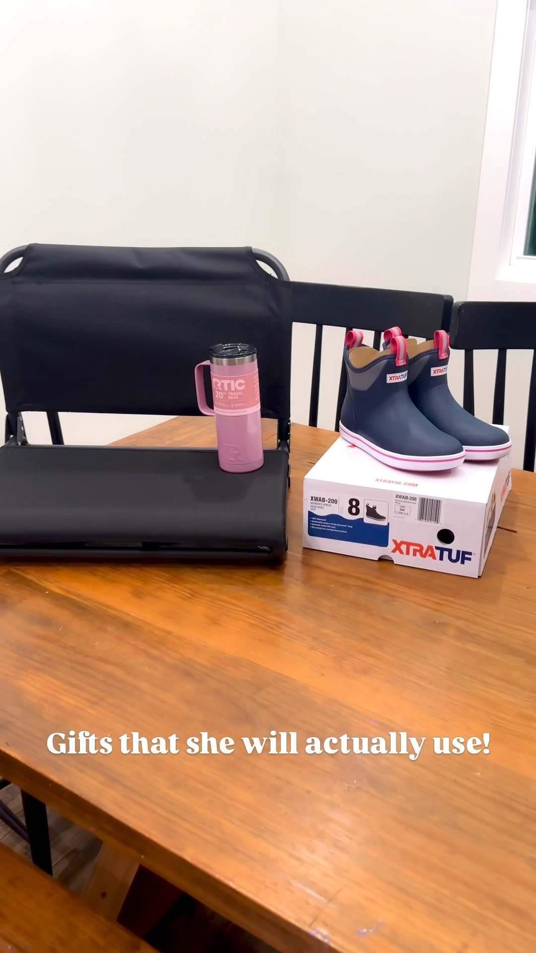 Received these for my Birthday yesterday!! Gifts I will actually use. Would be a great gift idea for any mom who likes to be outdoor or attends baseball, soccer, football games, etc! 

Stadium Seat | Xtratuf Deck Boots | Travel Mug

Gifts for her | LTKVideo | Holiday Gift Ideas | Mom gifts | Women gifts | Christmas gifts 

#LTKShoeCrush #LTKGiftGuide #LTKFamily