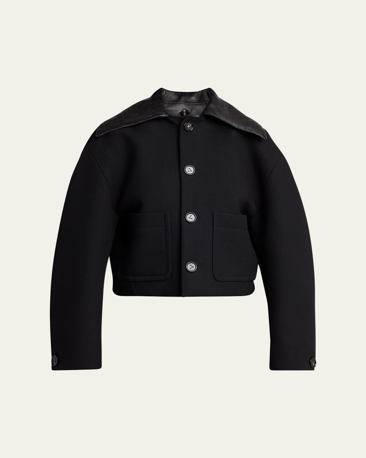 Intrecciato Collar Wide-Sleeve Cotton Jacket | Bergdorf Goodman
