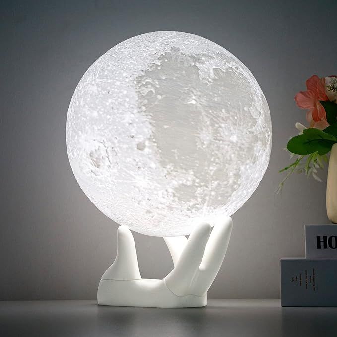 BRIGHTWORLD Moon Lamp, 4.7 inch Moon Light 3D Printing Night Light 16 Colors Lunar Lamp with Remo... | Amazon (US)