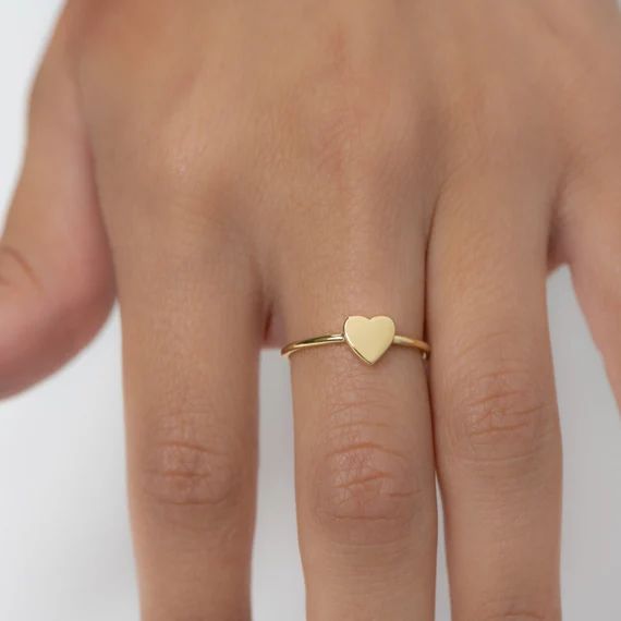 Minamalist Heart Ring Sterling Silver Heart Ring Gold Heart | Etsy | Etsy (US)