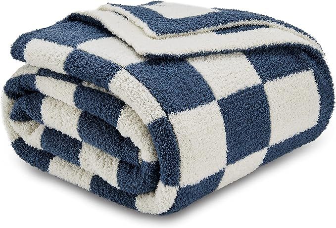 CozeCube Checkered Blanket, Ultra Soft Cozy Blue Checkered Throw Blanket, Warm Fluffy Checkerboar... | Amazon (US)