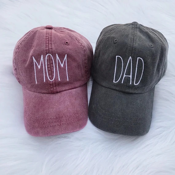Dad and Mom hat Set| Set of two | Family Hats |  Pregnancy Announcement Hats | Gender Reveal Hats... | Etsy (US)