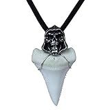 Handmade Shark Tooth Necklace for Men Great Megalodon White Father Gilfs Sterling Silver Black Rope  | Amazon (US)
