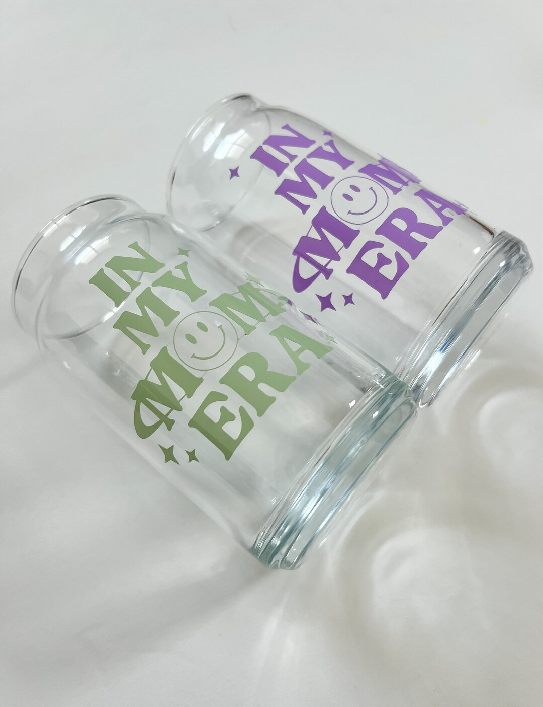 In My Mom Era Glass Cup | Mom Glass Can | Cute Mom Cup | Mama Glass Beer Can | Happy Face Cup | C... | Etsy (US)