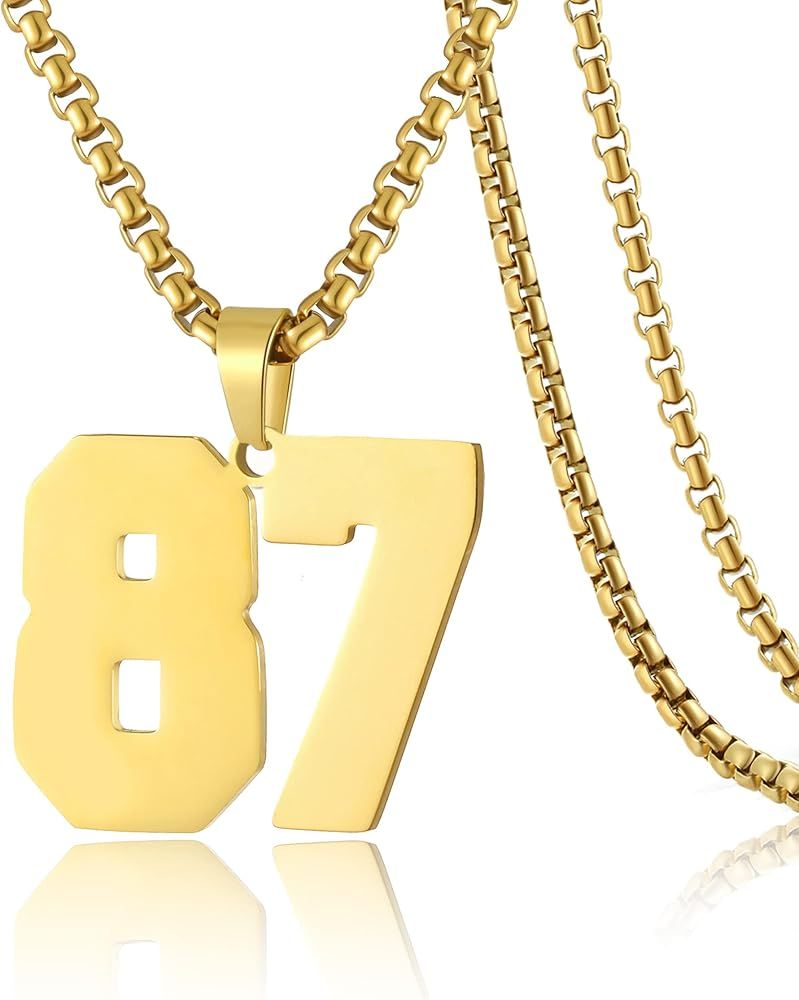 SKQIR Number Necklace for Men Black Baseball Jersey Number Pendant for Boys Athletes Number Chain... | Amazon (US)