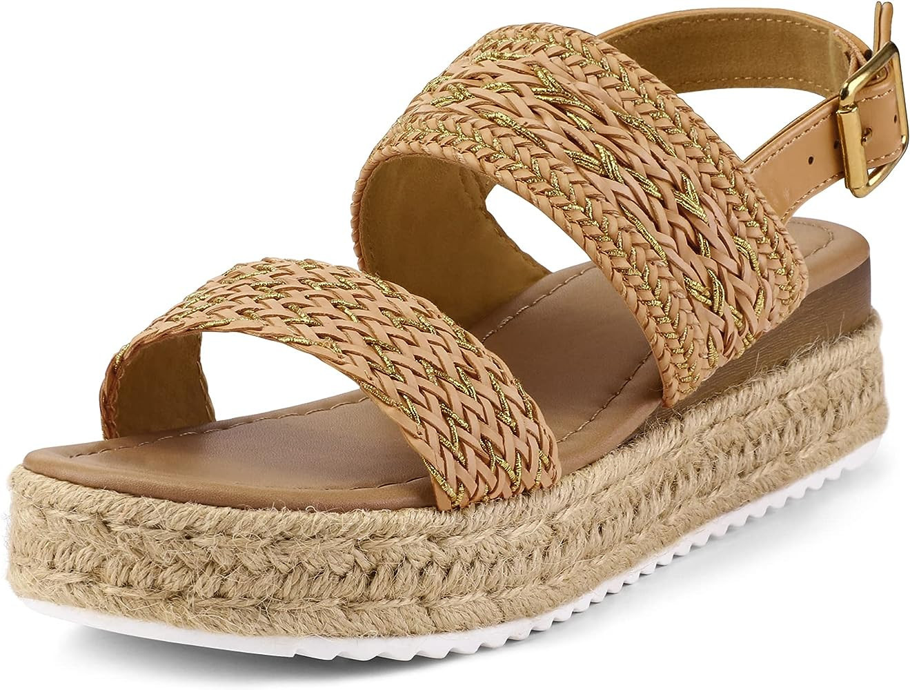 COASIS Women's Open Toe Platform Espadrilles Wedge Sandals with Ankle Strap Summer Casual Sandals | Amazon (US)