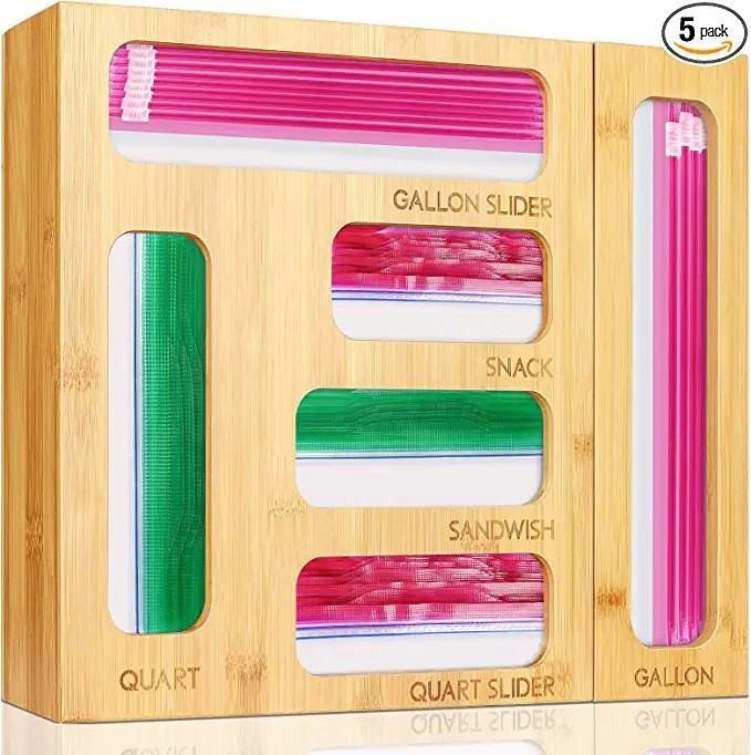 Compatible with Ziplock Bag Storage Organizer for Drawer, Bamboo Kitchen Organization and Storage... | Amazon (US)
