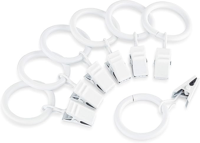 Iron Metal Curtain Clip Rings 1 Inch Interior Diameter (White, 50) | Amazon (US)