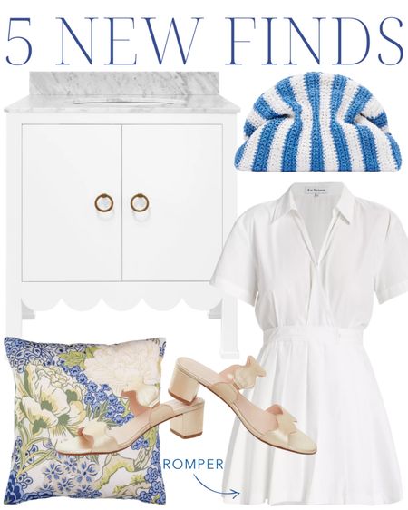 scalloped vanity, scalloped bathroom cabinet, designer pillow, look for less, white romper, summer bag, scalloped sandals, gold sandals, preppy style, classic style, classic home, coastal home, southern style, grandmillennial style, grandmillennial home

#LTKFindsUnder50 #LTKHome #LTKSeasonal