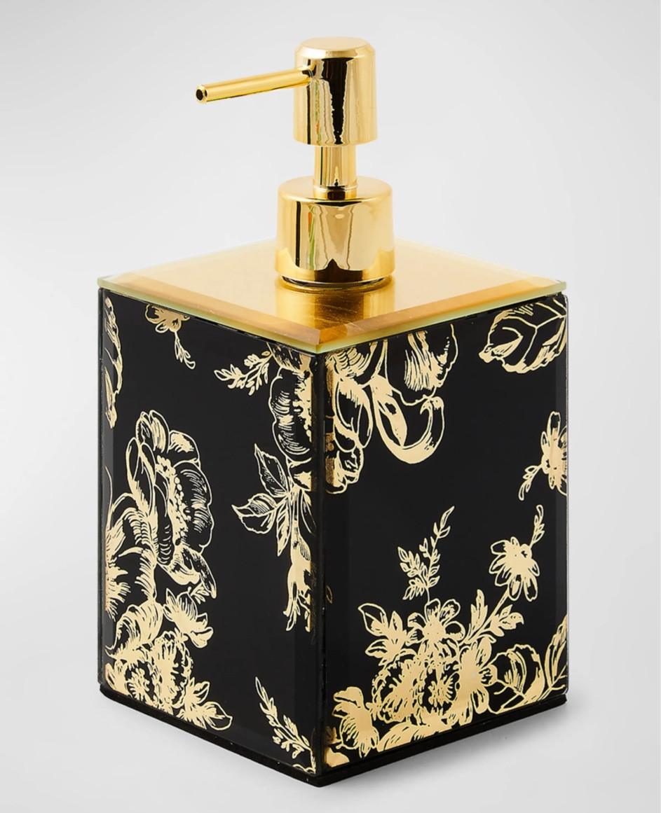 Twilight Toile Soap Pump features a two-tone print and beveled edges
Handcrafted of glass, metal, and plastic
Pieces may vary due to the handmade nature of each product
Approx. 5.25"Sq. x 8.5"T