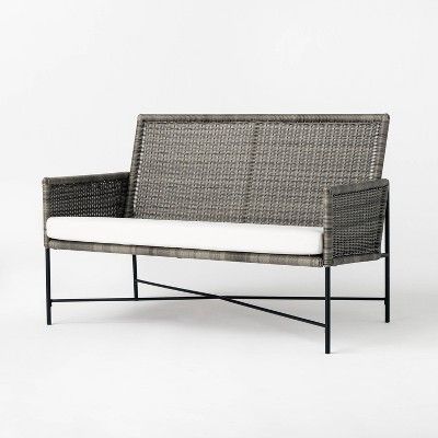 Wicker & Metal X Frame Patio Loveseat - Gray - Threshold™ designed with Studio McGee | Target