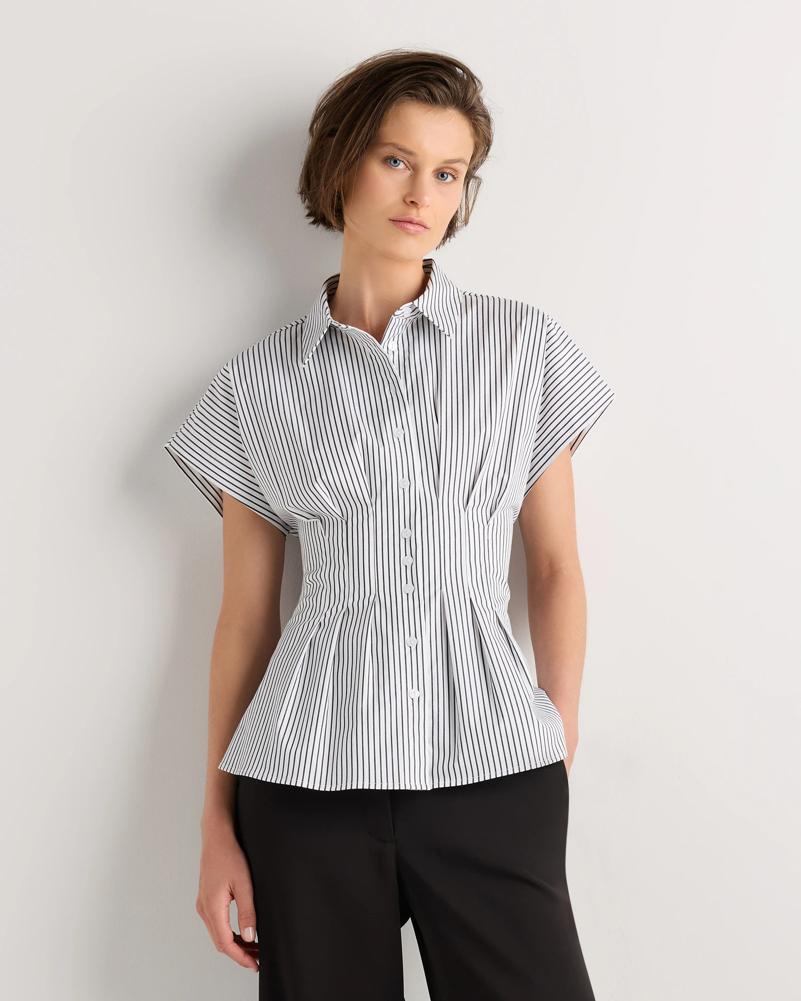 Stretch Twill Pleated Short Sleeve Shirt | Quince