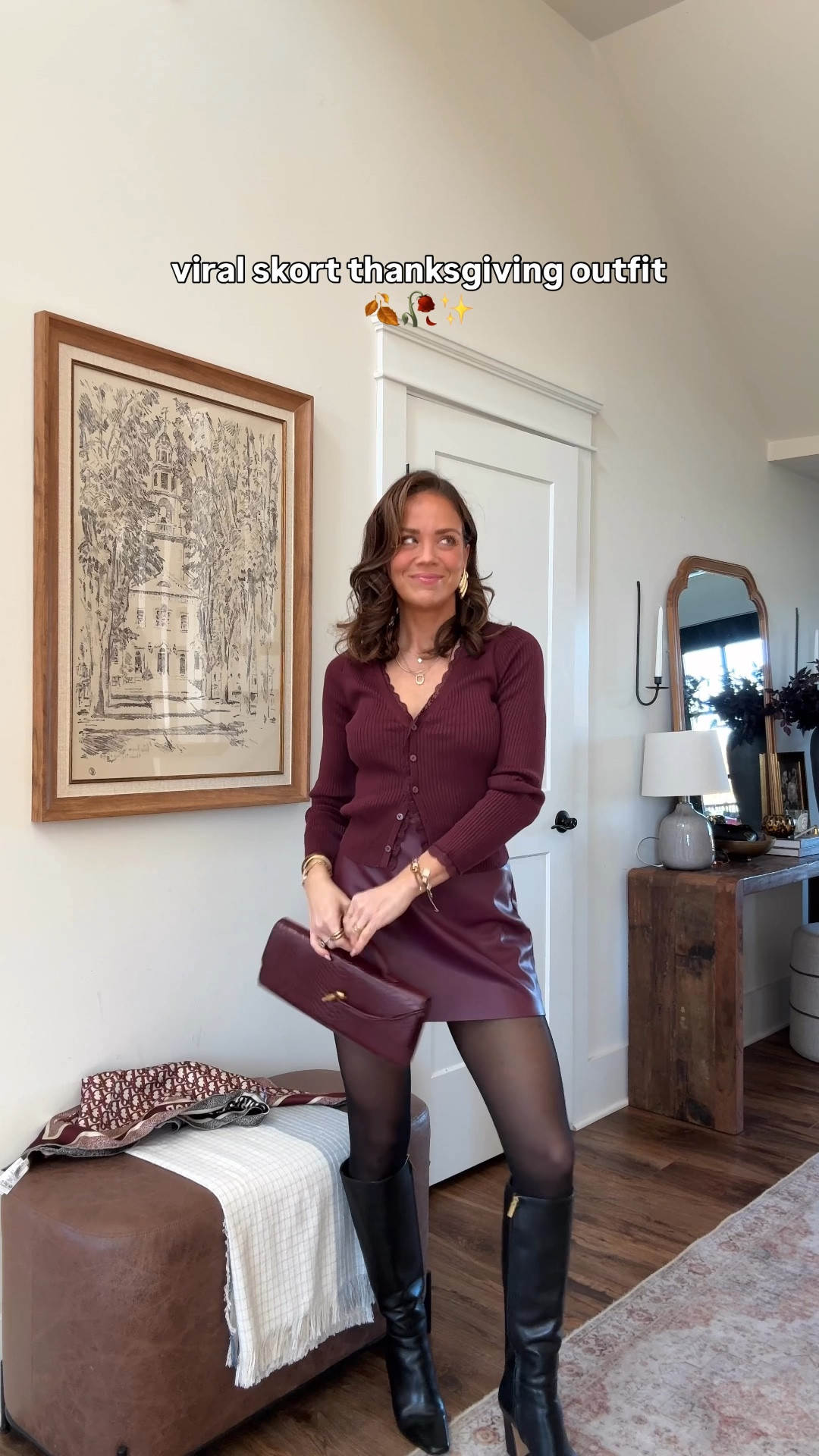 My fave viral faux leather skort! I’m in xs across the board. PS these are the ONLY tights you need & worth every penny. They do not rip I’ve had this pair 2 years!!! 

#LTKFindsUnder50 #LTKSaleAlert #LTKHoliday