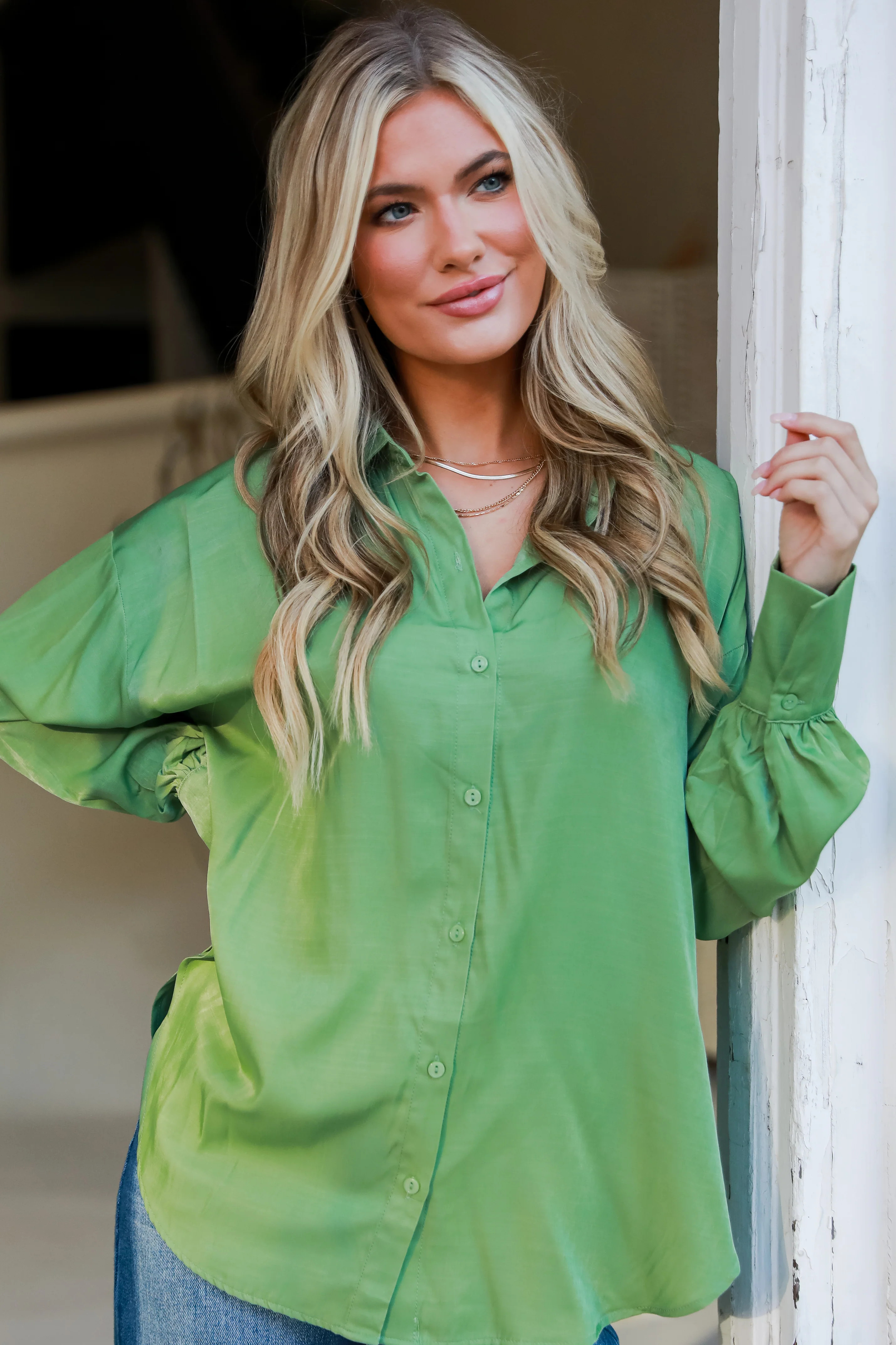 Elevated Adoration Satin Button-Up Blouse | Dress Up