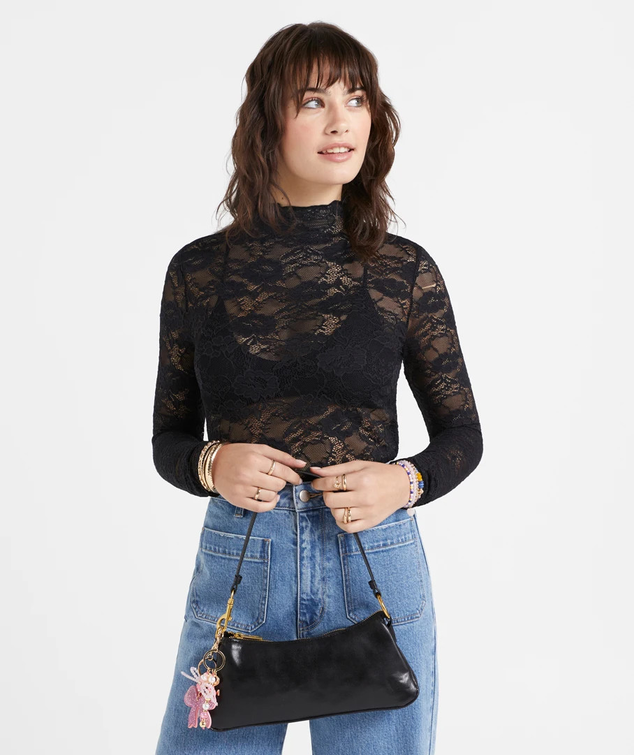 LILLY LACE LONG SLEEVE MOCK NECK | Sportsgirl